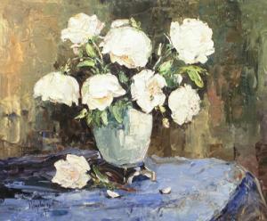 NEGELY Rudolf 1883-1950,White Roses,Alis Auction RO 2008-03-02