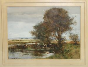 NEIL George 1885-1930,Cattle at a river,Great Western GB 2020-08-21
