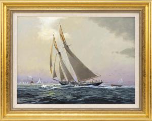 NEILL Ben 1914-2001,A sailboat towing a tender,Eldred's US 2019-08-07