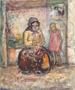 NEIMAN Zila 1911-1977,Mother and Daughter,Kedem IL 2013-02-13