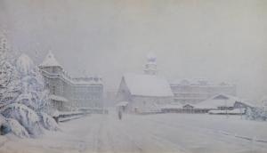 NELSON George 1864-1921,Snowing in Davos, Switzerland,Gorringes GB 2022-12-12
