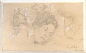 NEMEJC Augustin 1861-1938,Skica ženy s dítětem,1902,Vltav CZ 2024-02-22
