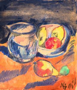 NEMES LAMPÉRTH Jozsef 1891-1924,Still-Life with Apple and Pears,1914,Kieselbach HU 2022-12-20