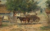 NEMETH Gyorgy 1890-1962,Loaded horse-carriage in a village,Hargesheimer Kunstauktionen DE 2018-09-22