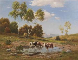 NEMETH Lajos Gyertyanyi 1861,Summer Landscape with Grazing Cows,1906,Palais Dorotheum AT 2016-09-20