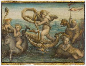 NERONI Bartolomeo il Riccio 1500-1571,Cupid on a Shell Shaped Wagon,Van Ham DE 2020-11-19