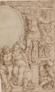NERONI Bartolomeo il Riccio 1500-1571,Study for a frontispiece,Christie's GB 2014-07-10