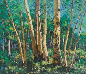 NESTLER AL 1900-1970,Aspen trees in landscape,John Moran Auctioneers US 2023-06-06