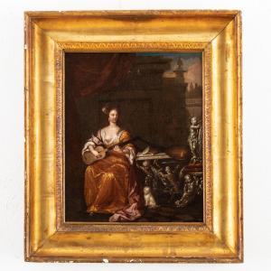 NETSCHER Constantin 1668-1723,Dama che suona in un giardino,Wannenes Art Auctions IT 2023-06-28