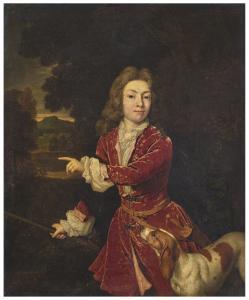 NETSCHER Constantin 1668-1723,Portrait d'un jeune chasseur avec son chien,1703,Christie's 2023-11-17