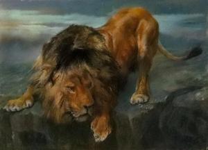 NETTLESHIP John Trivett,A lion on a rocky ledge,1892,Bellmans Fine Art Auctioneers 2019-11-27