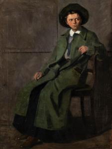 NEUENHAHN Fritz 1888-1947,Portrait of a lady in green coat,Hargesheimer Kunstauktionen DE 2021-03-13