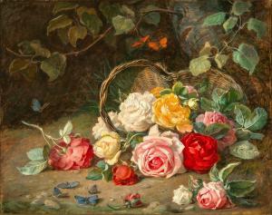 NEUGEBAUER Josef 1810-1895,Roses in a Basket,Palais Dorotheum AT 2022-09-08