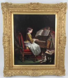 NEUGEBAUER Josef 1810-1895,young girl playing a piano,Serrell Philip GB 2024-01-18