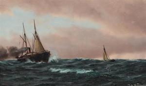 NEUMANN Johann Jens 1860-1940,Seascape with ships on the sea,Bruun Rasmussen DK 2024-01-22