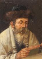 NEUMANN Josef 1800-1800,Alter Rabbiner beim Talmudstudium,Fischer CH 2016-06-15
