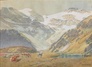 NEUSTADTL Otto 1878-1962,An Alpine pasture: Dachstein and a glacier lake,Palais Dorotheum 2016-09-29