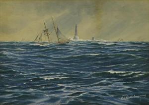 NEVILLE CUMMING Richard Henry,sailing ship on rough seas,1911,Burstow and Hewett 2018-03-22