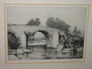 NEWBOLT Frances George 1863-1940,Bridge over a river, signed in pencil, etching,Bonhams 2003-12-09