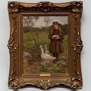 NEWELL Hugh 1830-1915,Girl and Geese,Stair Galleries US 2022-04-07