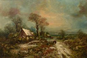 NEWEY Harry Foster 1858-1933,Winter landscape with figures by cottages,Gilding's GB 2022-07-05