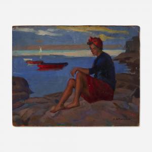 NEWMAN Joseph 1890-1979,A Figure and Boats by the Sea,Toomey & Co. Auctioneers US 2023-07-26