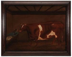 NEWMARCH G.B,A Brown and White Bull with a Trough of Turnips,1827,Brunk Auctions US 2014-07-12