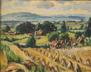 NEWTON Herbert H. 1881-1959,Landscape with Corn Stooks,Bamfords Auctioneers and Valuers 2023-01-19