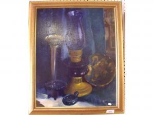 NGARNJAPAYI NANCY CHAPMAN 1940,still life with blue oil lamp,Smiths of Newent Auctioneers 2016-05-13
