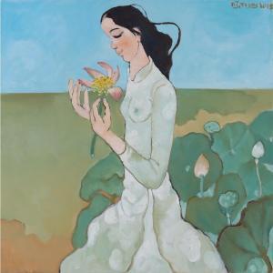 NGUYEN TRUNG 1940,Lady with Lotus #2,2015,33auction SG 2024-01-20