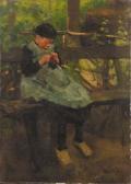 NIBBRIG Hart Ferdinand 1866-1915,A girl knitting on a bench in a park,Christie's GB 2000-11-30