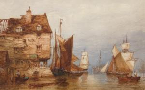 NIBBS Richard Henry 1816-1893,Harbour scene with sailing boats and fishing fi,Golding Young & Mawer 2015-04-22