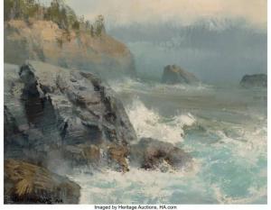 NICHOLAS Thomas Andrew 1934,Waves Crashing on Rocks,Heritage US 2021-11-11