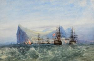 NICHOLL Andrew 1804-1886,Warships and Feluccas, Off Gibraltar,Morgan O'Driscoll IE 2024-04-09