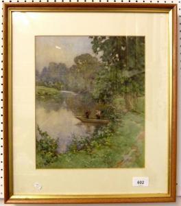 NICHOLLS George Frank 1885-1937,river scene with punt,Smiths of Newent Auctioneers GB 2022-08-12
