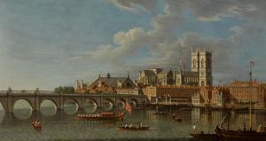 NICHOLLS Joseph,London, a view of the Thames with Westminster Abbe,1746,Sotheby's 2022-07-07