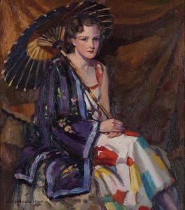 NICHOLSON Edward Horace,Portrait of a lady with a parasol,John Moran Auctioneers 2014-03-25