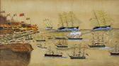 NICHOLSON John, Capt 1832-1915,Gibraltar with American and British Ships,Sotheby's GB 2002-01-18