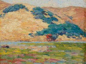 NICHOLSON Lillie May 1884-1964,California Hills at Reservoir,John Moran Auctioneers US 2023-11-14