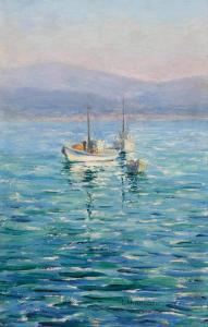 NICHOLSON Lillie May 1884-1964,Three boats in Monterey Bay,1922,Bonhams GB 2021-11-23
