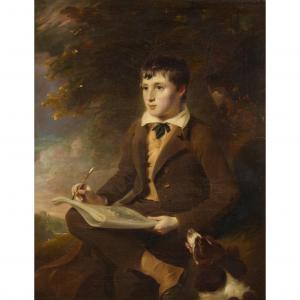 NICHOLSON William,PORTRAIT OF THOMAS MAUDE WITH SKETCHBOOK AND DOG,Lyon & Turnbull 2023-09-06