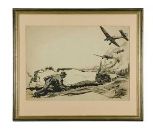 NICKLESS WILL 1902-1979,A Solider with German Planes Overhead,Cheffins GB 2021-08-12