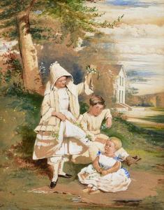 NICOL Erskine 1825-1904,Three Children in a Garden,1854,Morgan O'Driscoll IE 2025-04-08