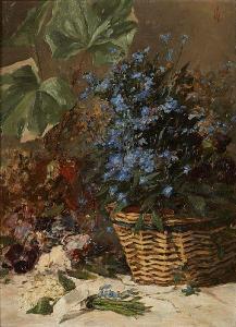 NICOLAAS STORM VAN S GRAVESANDE Carel 1841-1924,Composition au panier fleuri,1877,Horta 2016-12-12