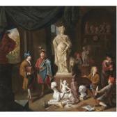 NICOLAES VAN DEN BOSCH 1600-1600,A PATRON SURVEYING A SCULPTOR'S STUDIO,Sotheby's GB 2008-04-24