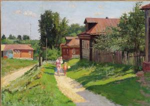 NICOLAEV kuzma vasilevich 1880-1972,Mother Walking with Children,1968,Heritage US 2008-11-14