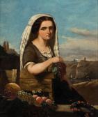 NICOLIÉ Paul Émile 1828-1894,Woman with Grapes in a Landscape,1858,Hindman US 2023-05-19