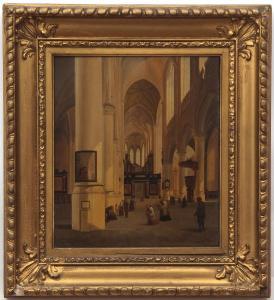 NICOLIE Josephus Christianus 1791-1854,Church interior with figures,1847,Keys GB 2018-03-22