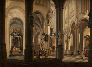 NICOLIE Josephus Christianus 1791-1854,Intérieur d\’église animé,1817,Horta BE 2020-02-17