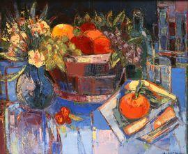 NICOLINI Antoinette 1953,Nature morte au fond bleu,Millon & Associés FR 2021-01-19